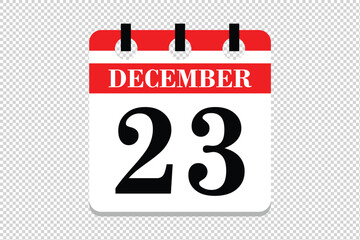 23 December Calendar icon vector, 23 dates of December month calendar icon, dates of December 23 icon calendar, vector calendar icon.