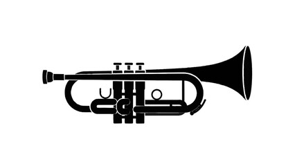 Obraz premium Vector illustration&nbsp;of black silhouette icon of a trumpet musical instrument isolated on transparent background 