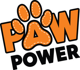 Paw Power Dog Animal Vector Design Funny Pet Shop Concept Veterinary Clinic Graphic Emblem Logo Template Brand Isolated Pawprint