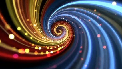 Vibrant swirling vortex of colorful lights and patterns creating a dynamic visual experience