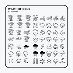 Essential weather forecast icons for meteorology and climate reporting