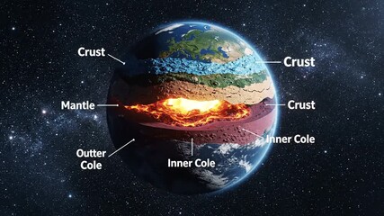 Cross-Section of Earth Showing Layers and Magma Flow - Powered by Adobe