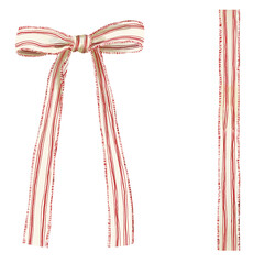 red ribbon bow watercolor clipart. Ideal for creating feminine, kids, baby showers, and aesthetic stationery, card, seasonal decoration, Christmas card and more.