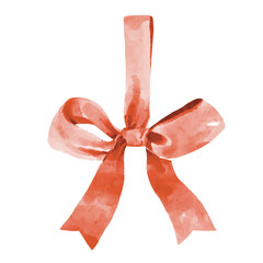 red ribbon bow watercolor clipart. Ideal for creating feminine, kids, baby showers, and aesthetic stationery, card, seasonal decoration, Christmas card and more.