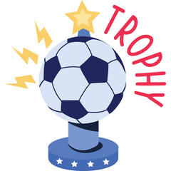 Soccer Ball Trophy With Star And Lightning Bolts On Transparent Background