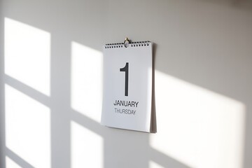 Start fresh this January first Thursday with a clean calendar and sunlit wall, perfect for new beginnings and goal setting in the new year
