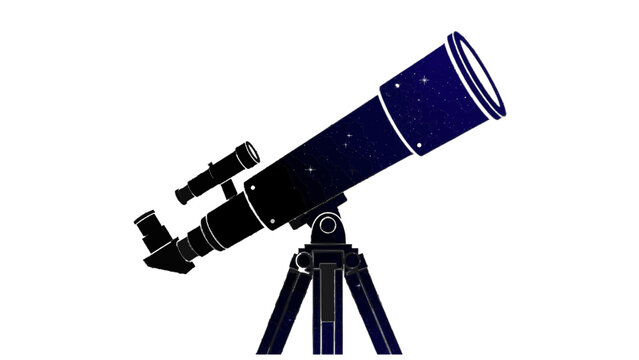Vector illustration&nbsp;of silhouette illustration of a telescope on a tripod isolated on transparent background