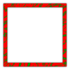 Colorful red and green decorative frame border with abstract festive texture, bold vibrant edges and empty center space for text, greeting cards, posters or holiday-themed designs.