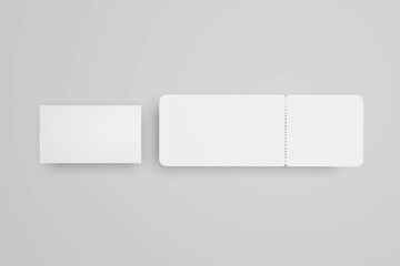 Isolated Blank Ticket Template with Rounded Corners and Perforation