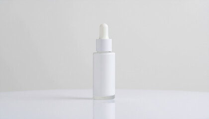 Sleek white serum bottle for skincare or essential oils, perfect for beauty brands promoting wellness and a minimalist aesthetic on social media