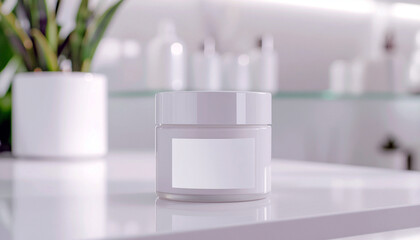 Elegant skincare jar with blank label ready for your brand, perfect for a modern beauty campaign or a professional wellness promotion