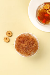 Cornhusk Herbal Tea Brewing with Dried Herbs and Goji Berries for Health Drinks