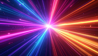 中心から虹色の光が放射状に広がるライトバースト背景