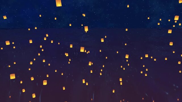 星空とランタンが飛ぶ背景