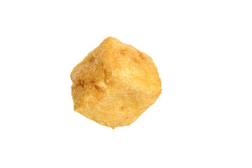 Crispy Deep Fried Tofu Puff Golden Brown Vegetarian Protein Food Ingredient Isolated on White Background