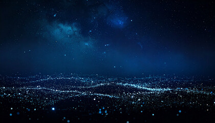 銀河のような青い光の帯が流れる幻想的グリッター背景