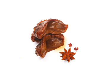 Spicy Duck Gizzard Dishes with Star Anise on White Background - Asian Cuisine Delicacy