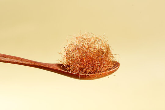 Cornhusker Corn Silk Herbal Tea Dried Ingredients on Wooden Spoon Natural Health Remedy