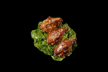 Spicy Braised Rabbit Head Chengdu Shuangliu Traditional Chinese Cuisine Dish with Lettuce Garnish