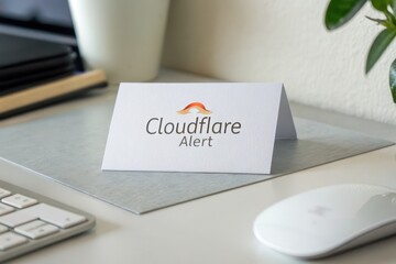 Cloudflare Alert Card Displayed on a Minimalist Desk Surface