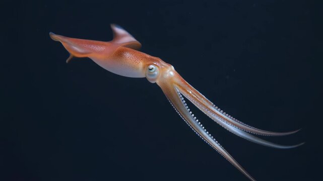 A giant squid with long tentacle
