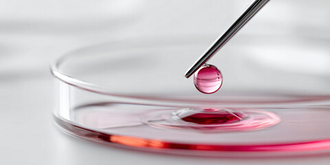 Dropping Red Liquid into Petri Dish