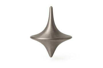 Fototapeta premium Metal spinning top totem representing reality, dreams, and subconscious mind with perfect balance on transparent background