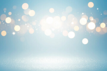 Blurred bokeh light on dark blue background. defocused blinking stars and sparks.