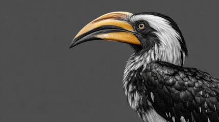 Fototapeta premium Detailed Close-Up Portrait of a Colorful Tropical Bird with Beak