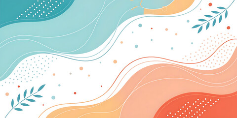Abstract organic shapes and floral elements in pastel colors