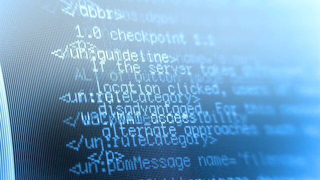 Close-Up of Computer Programming Code on Screen with XML Tags - 4K