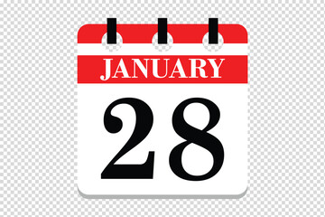 28 January Calendar icon vector, 28 dates of January month calendar icon, dates of January 28 icon calendar, vector calendar icon.