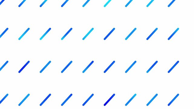 Abstract pattern of blue and light blue gradient dashes arranged in neat horizontal rows on a clean white background, creating a modern minimalist design, isolated on white background