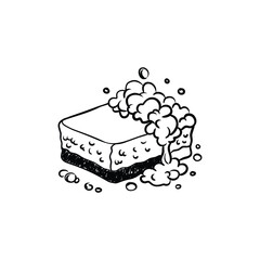Soapy Sponge with Bubbles Line Art