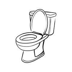 Toilet with Open Lid Line art
