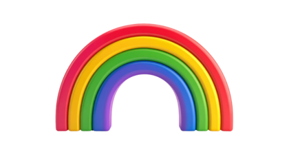 A vibrant, stylized illustration of a rainbow with six distinct bands of color, against a black background