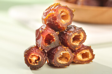 Golden Dried Dates Stack - Premium UAE Fruits with Natural Sweetness and Texture