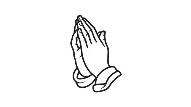 Praying hands illustration simple line art vector design isolated on white background