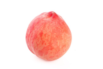 Fresh Ripe Peach Fruit Isolated on White Background - Summer Healthy Food