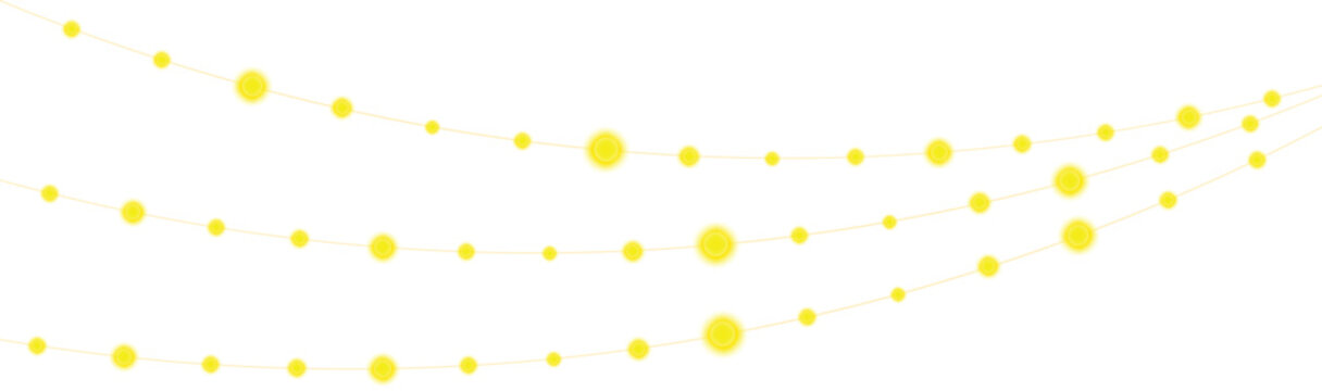 String lights vector image yellow glowing bulbs on transparent background art