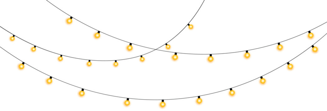 String of Lights Decoration on Transparent Background  Illumination Celebration