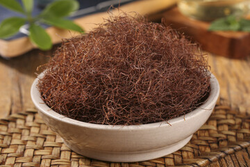 Organic Cornhusk Threads in Bowl - Natural Healthy Ingredient for Traditional Tea and Alpine Recipes