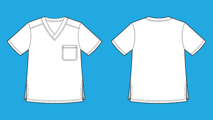V Neck Pocket T Shirt Design Front And Back View