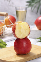 Fresh Red Apples Still Life with Juice Glass - Healthy Organic Fruit Composition