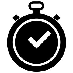 Success Achievement Deadline Met Stopwatch Checkmark Icon Vector Graphic