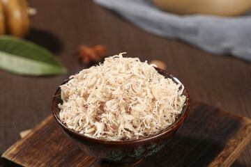 Dried Sea Shrimp Flakes in Bowl - Traditional Asian Seafood Seasoning Ingredient