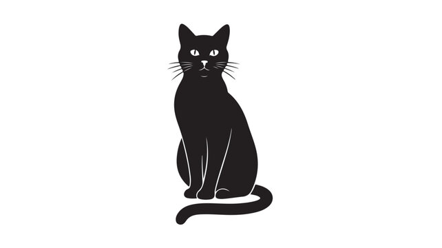 Elegant black cat vector illustration minimalist design perfect for pet-related branding and Halloween themes