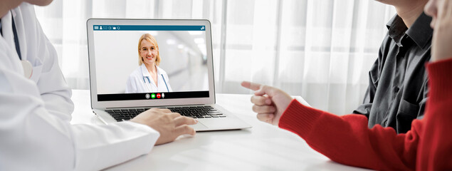 Doctor video call online by brisk telemedicine software application for virtual meeting with patient
