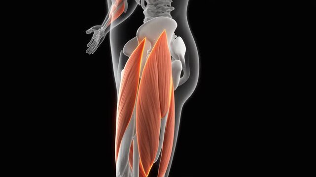 3D Human Anatomy Quadriceps Femoris Muscle System Visualization