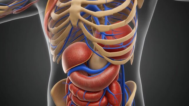 Detailed Human Anatomy 3D Model Rib Cage Internal Organs Muscles